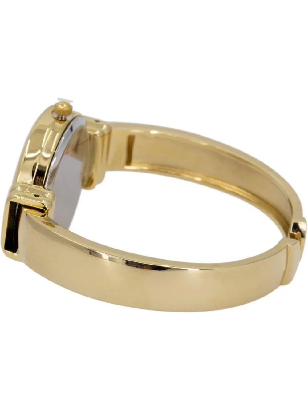 Women's Gold And Blue Hands Analog Quartz Metal hinged Pearl Cuff Bracelet Watch